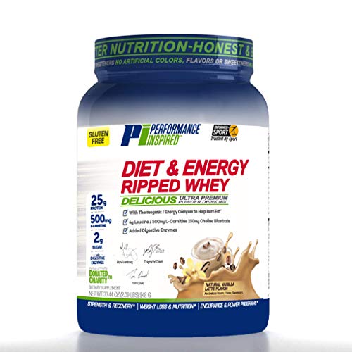 Performance Inspired Nutrition Diet & Energy Ripped Whey Protein, Vanilla Latte, 2.09 Lb