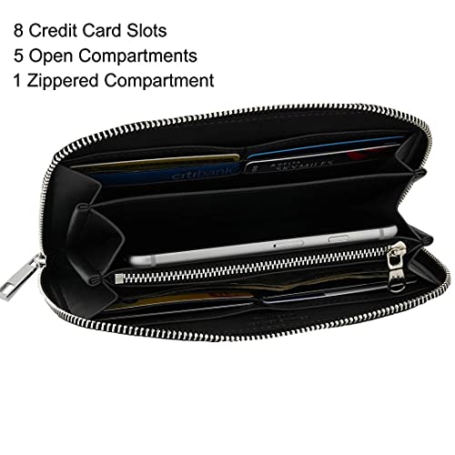 Italian Genuine Leather Wallet For Women Credit Card Organizer Zip Around - White3