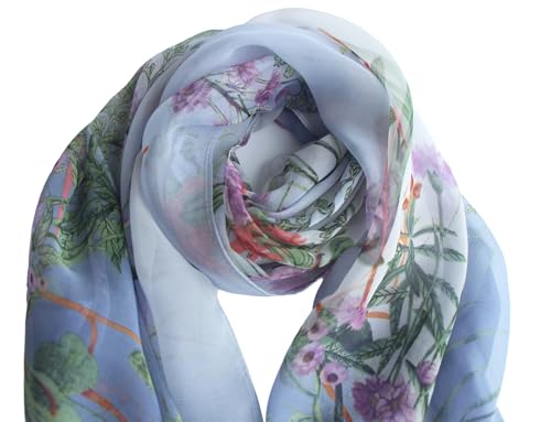 Image of Pokeedioty Scarfs for Women Lightweight Scarves Elegant Floral Pattern Sheer Scarfs Shawls Wraps