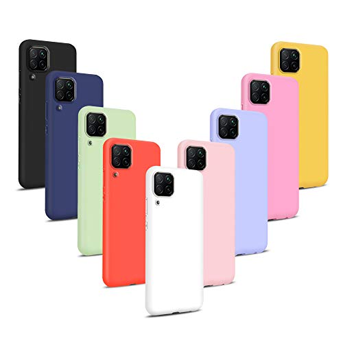 9X Funda para Huawei P40 Lite, Carcasas Flexible Suave TPU Silicona Ultra Delgado Protección Caso(Rojo + Rosa Claro + Púrpura + Amarillo + Rosa Oscuro + Verde + Negro + Azul Oscuro)