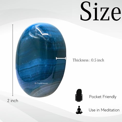 Image of Certified Blue Onyx Palm Pebbles Stones For Anxiety Stress Relief | AAA Grade Original Healing Gemstone Agate Palm Stone For Yoga Meditation Spiritual Reiki Feng Shui
