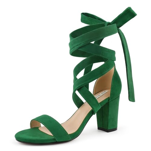 Image of JOY IN LOVE Women's Lace Up Heels 3 Inch Chunky Block Heel Strappy Sandals