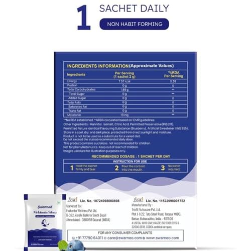 Image of Melatonin Sleep Granules 10mg, Non-Habit Forming Dietary Supplement, Mouth-Melt Granules for Nighttime Relaxation Blueberry Flavor, for Men & Women (Pack of 3)