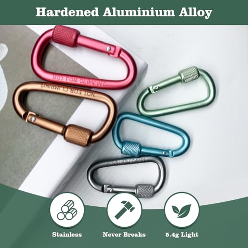 Craebuer 8 Pack Carabiner, 2 inch D-Ring Locking Carabiner Clip, Snap Hook Sport Accessories for Outdoor Camping Hiking - Thumbnail 2