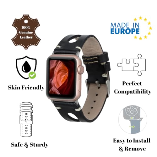 Image of Leather Bands Compatible with Apple Watch Band 40 mm 38 mm 41 mm 42 mm 44 mm 45 mm 46 mm 49 mm Band For Women Straps For Men Handmade Crazy Horse Full Grain Genuine Leather Strap for iWatch Series 11 10 9 8 7 6 SE 3 2 1 Ultra 3 2 1
