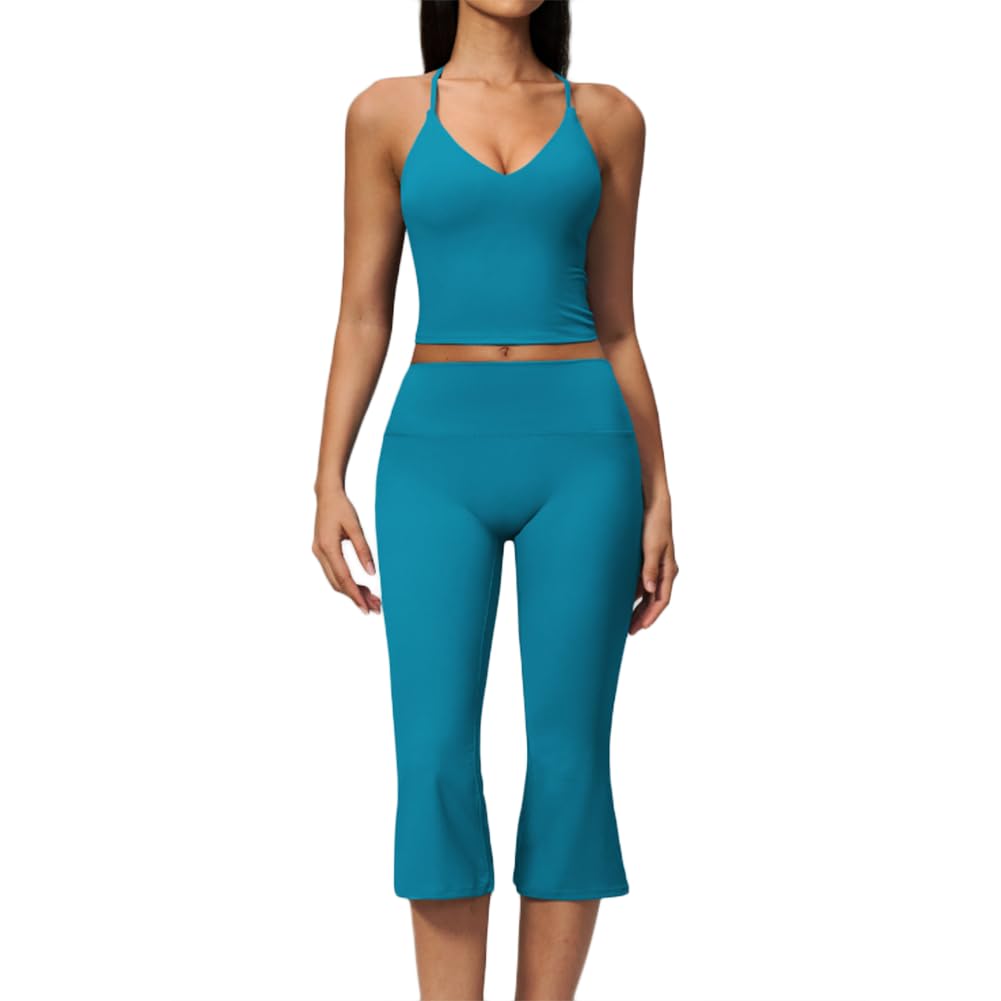 JPXJGT Tank Top Butt Lift 7 Flared Leggings Athletic Workout Outfit