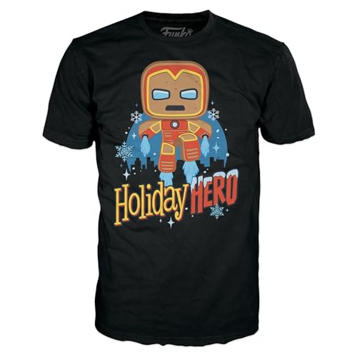 Funko Boxed tee: Marvel Holiday   GB Iron Man   Large   (L)   Camiseta, Franela   Ropa   Idea Manga Corta para Adultos Hombres y Mujeres  Mercancia Oficial