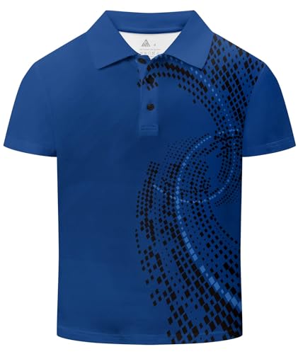 Big Boys Graphic Polo Shirt Size 7 8 Blue Short Sleeve Button Down Collared Shirt Moisture Wicking Golf Tennis Shirt Summer Outfits
