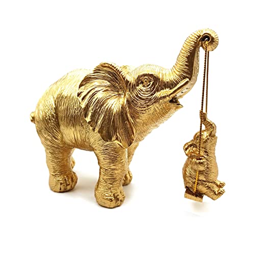 Boragai Elephant Statue - Elephant Decor For Mom Women Gifts Elephant Figurines For Home Living Room Decor Shelf Office Bookshelf Ornaments - Gold #TOP2