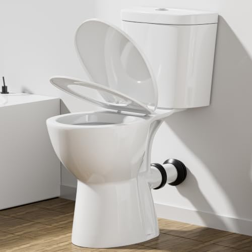 SUPERFLO Rear Outlet Toilet Tall High Toilets for Seniors Rear Discharge Toilet Round include Extra Extension Pipe & 19 Inch Tall Toliet for Bathroom