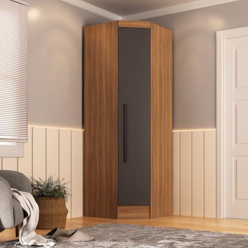 Guarda-roupa Modulado de Canto Viena 1 Porta Espresso Móveis Nogal/Grafite