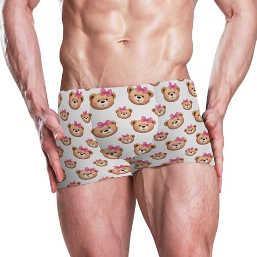 Cute Teddy Bear Mens Swim Trunk Swimwear Bathing Suit Swim Brief Square Leg Board Short S B04042282