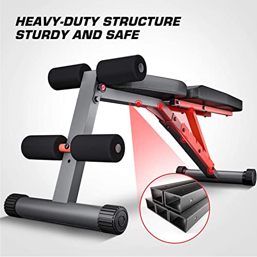 Pelpo Weight Bench For Full Body Exercise, Adjustable Workout Bench Press For Home Gym Strength Training And Weightlifting, Incline/Decline Utility Extension Bench Set For 6 Positions, Gray Frame #TOP6