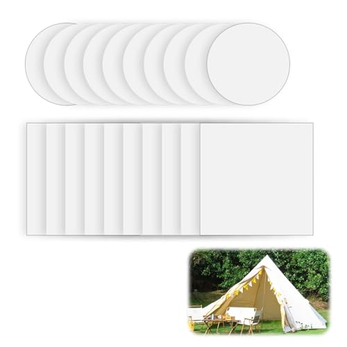 MxyVrix 20 Stück wasserdicht transparent Zelt-Reparaturband-Set, Anwendbar auf Luftmatratzen, Zelte, aufblasbares Schwimmspielzeug, Autositz, Sofa, Markisen, Kajak