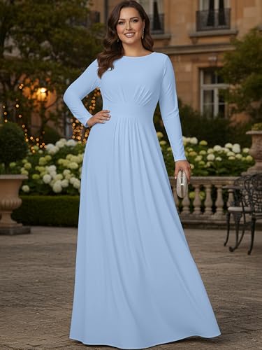 Image of KOH KOH Womens Long Sleeve Flowy Modest Elegant Evening Maxi Dress Gown