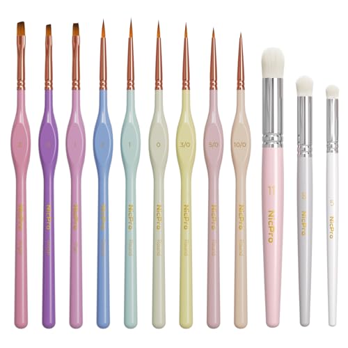 Nicpro Pastel Miniature Paint Brushes Dry Brush - 12PCS Model ...