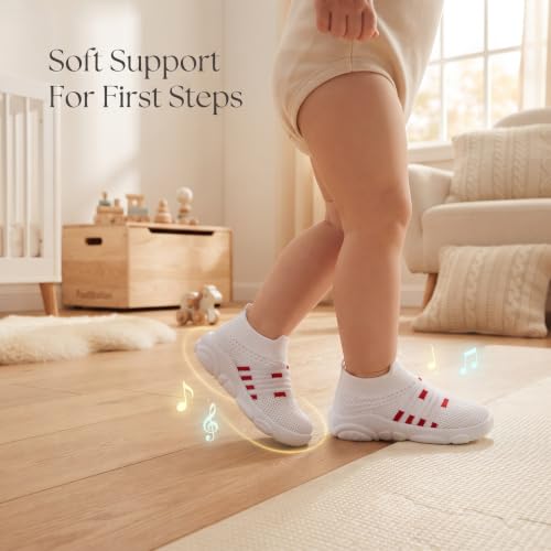 Image of Infant Shoes for Baby Boys & Girls | Musical Sound Walking Shoes | First Walker Shoes for Toddlers | Lightweight Breathable Knit Sneakers | Soft Sole Comfortable Slip On Shoes for Newborns, Babies & Kids
