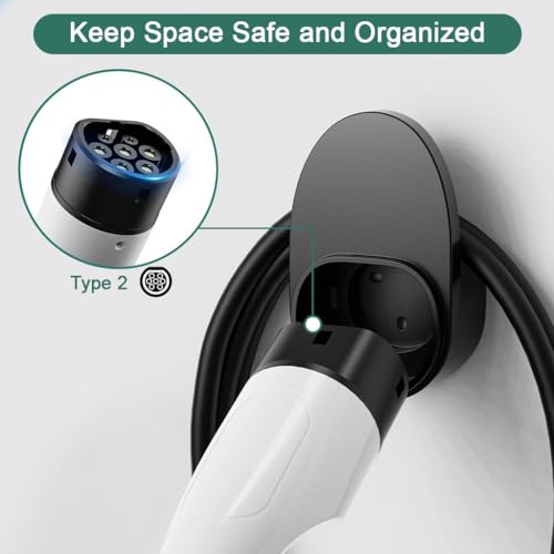 Image of STHIRA Charging Plug Wall Holder for Electric Vehicle Charging Gun Wall Holder Cable Organizer, Universal Fit, Screwfix PC Wall Bracket