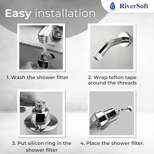 Image of RiverSoft DIVA-03 shower filter for higher hardness | 3 Mode Spray Setting | Water Softener for Bathroom | Hard water filter (Chrome, Pack of 1)