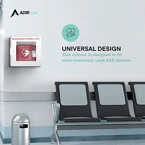 Adirmed Non-Alarmed Steel Cabinet Defibrillators 15" W X 15" H X 7" - Standard Wall Mounted Enclosure - Easy Access Storage For Emergency Situations (Defibrillators) #TOP3