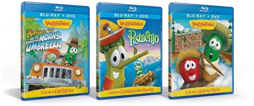 VeggieTales Triple Feature Blu-ray + DVD Bundle: Minnesota Cuke and the Search for Noah's Umbrella + Pistachio The Little Boy That Woodn't + Tomato Sawyer & Huckleberry Larry's Big River Rescue image 2