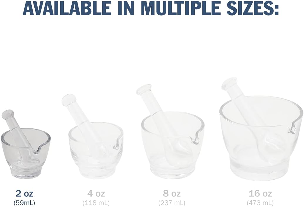 Apothecary Products Mortar and Pestle Bowl | Mixer and Grinder for Medicine | Glass | 2 Oz