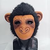 Furry Gorilla Mask,Realistic Gorilla Mask, Full Head Fursuit Monkey Mask, Yellow Monkey Mask for Halloween Christmas,Ape Mask