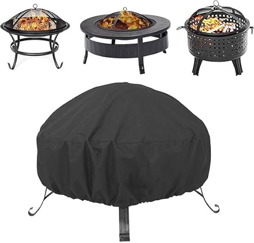 Fire Pit Cover Round for Fire Pit 22- 34 Inch,Waterproof Outdoor FirePit Cover,Full Coverage Patio Round Fire Pit Covers Heavy Duty 420D Oxford Fabric Outdoor Fireplace