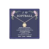 Gnamy Softball Necklace Gifts for Girls Teens Kids Women, Initial A Letter Necklace Disc Pendant Necklace Dainty Accessories Stuff Valentines Jewelry Gifts for Teen Girls Baseball Mom Team Coach Gold