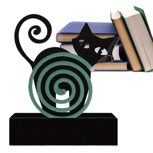 Soporte para Espirales Antimosquitos | Repelente Portátil con Forma De Gato Adorable En Hierro Fundido | Decoración para Exteriores Jardín Balcón Camping Piscina Playa