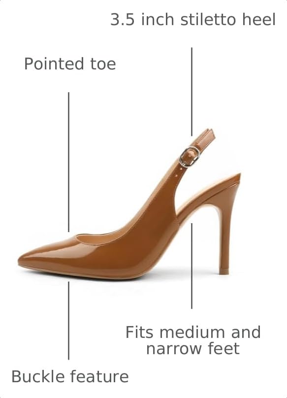Image of JOY IN LOVE Womens Slingback High Heels Stiletto Pointed Closed Toe Pumps