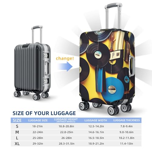 Travel Luggage Protector Cover Vinyl Records and Tapes Suitcase Covers for Luggage Fashion Washable Elastic Luggages Cover Protector Scratch Resistant Travel Essentials Suitcase Cover Fits 18-32 Inch2