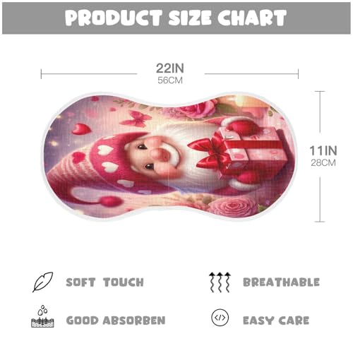 Gnome Valentines Baby Burp Cloths Cotton Burp Clothes Absorbent Muslin Burp Cloths Soft Burp Cloth Rags for Girl Unisex Boy Newborn 1 Pack 22x11 Inches2