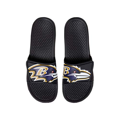 FOCO Team Cropped Big Shower Sport Slide Flip Flop Sandals, Baltimore Ravens NFL-Sandalias Cortas con Logotipo Hombre, Talla XL, Logo Grande, X-Large