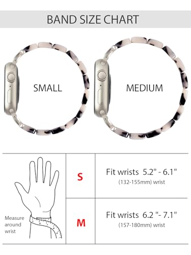 Image of V.R.HOPE Stretchy Resin Apple Watch Band for Series Ultra /10 /9 /8 /7 /SE 38mm 40mm 41mm 42mm Fashion Cute, Lightweight & Flexible, Rectangle Design with iWatch Series 6 /5 /4 /3 /2 /1(Fluorescent White-S)