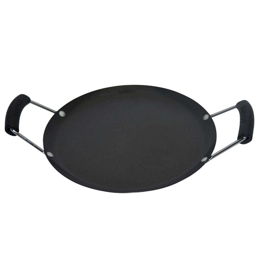 Imusa USA, Black Carbon Steel Large Round Comal with Bakelite Handles, 14"