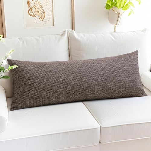OTOSTAR Linen Throw Pillow Cover Set of 1 Decorative Long Lumbar Pillowcase Rectangle Cushion Cover 14x36 Inch for Home Decor Sofa Bedroom Car 35 x 90CM Dark Brown by OTOSTAR - Used condition - Image 8