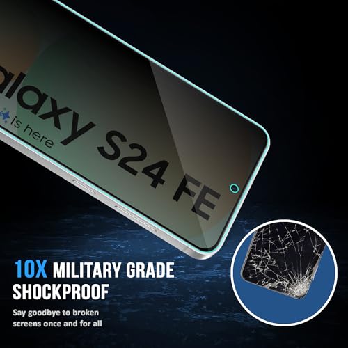 Image of FIRST MART Privacy Tempered Glass for Samsung Galaxy S24 FE With Cable Guard & Installation Kit | Anti-Spy 9H Screen Protector, Edge-to-Edge, Case-Friendly | Black