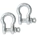 US Cargo Control 1-1/8 Inch Galvanized Screw Pin Anchor Shackles in a 2 Pack - Each with a 9.5 Ton Capacity