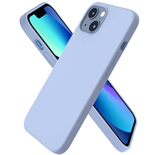 ORNARTO Compatible with iPhone 13 Case 6.1, Slim Liquid Silicone 3 Layers Full Covered Soft Gel Rubber Case Cover 6.1 inch-Light Blue