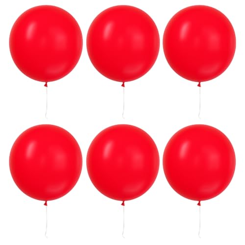 Image of PMLAND 6 Pcs Red 36 Inch Giant Latex Balloons for Party Decor Decorations | Red giant balloons for birthdays, weddings, graduations, photo backdrops, balloon arches, helium displays and party decor.