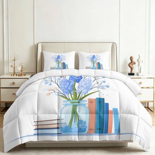 Edredón nórdico 220x240cm con fundas lavable diseño jarrones sencillos y libros 2