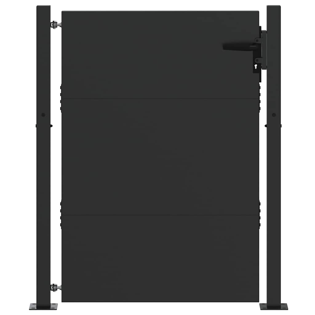 vidaXL Puerta de jardín con Cerradura Negro 85 x 155 cm, Puerta Elegante para jardín y terraza, Acero Metal, diseño Moderno, Resistente al óxido, a Prueba de Clima