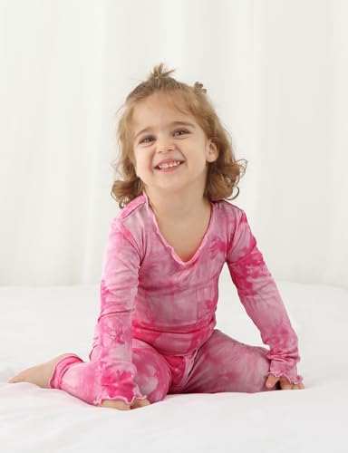 Jimonda Kids Soft Rayon From Bamboo Sleepwear Long Sleeve Boys Girls Pajama Outdoor 2-Piece tops&pant Casual sets Tie Dye PJ4