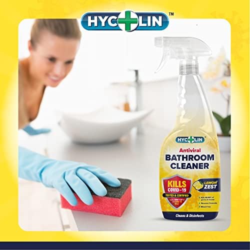 Hycolin Bathroom Cleaner Spray 750ml x 6 - Lemon Zest Fragrance - Antiviral, Anti Bac Spray - Removes 99.99% of Germs - Bleach Free