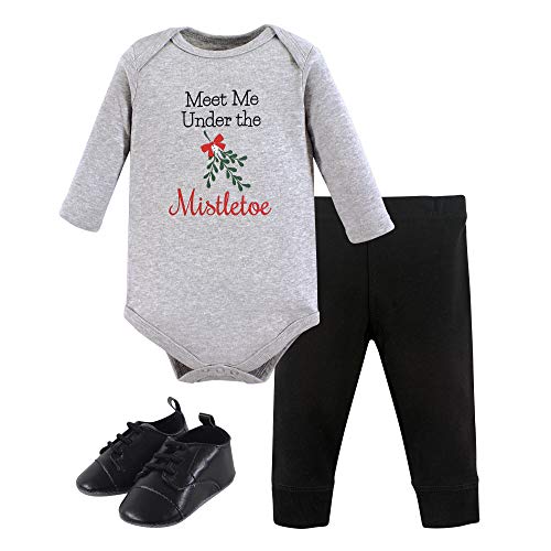 Image of Little Treasure Unisex Baby Cotton Bodysuit, Pant and Shoe Set