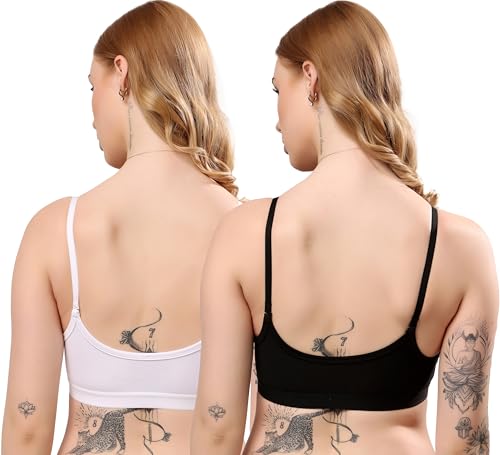 Image of London Hills Women's Cotton Sports Bra for Women Solid Bra Wireless & Non Padded Full Coverage Soft Hold Straps Super Combed Cotton Elastane Stretch Full Coverage Slip-On Active Bra