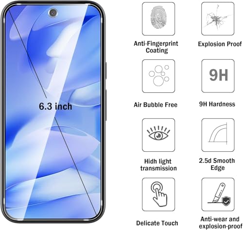 Image of Uyiton by SHILD - (Pack of 2) Tempered Glass Screen Protector for Google Pixel 9a | 9H Hardness | HD Clarity | Fingerprint Sensor Support | Scratch Resistant | Easy Installation