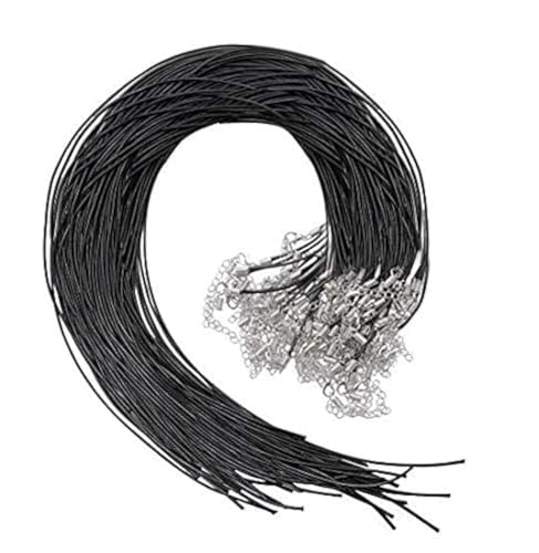 Selizo 50Pcs Necklace Cord Black Waxed Cotton Cord for Necklace Making and Bracelet Making