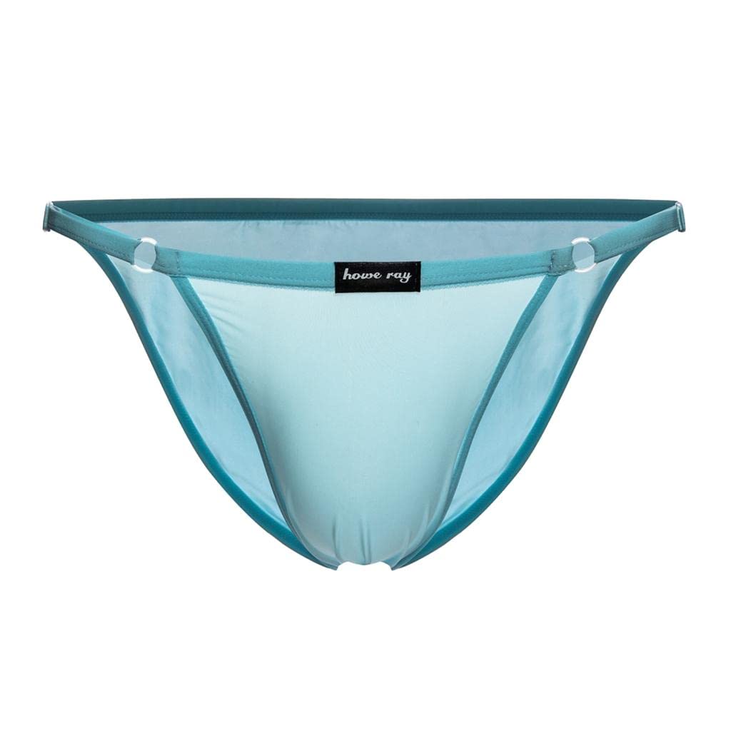2xMens Ice Silk Low Rise Briefs Underwear String Bikini Adjustable Light Blue| Comfortable | Breathable | Stretchable-image-29